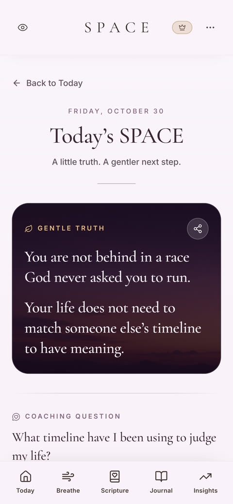 SPACE Gentle Truth card from Today's SPACE